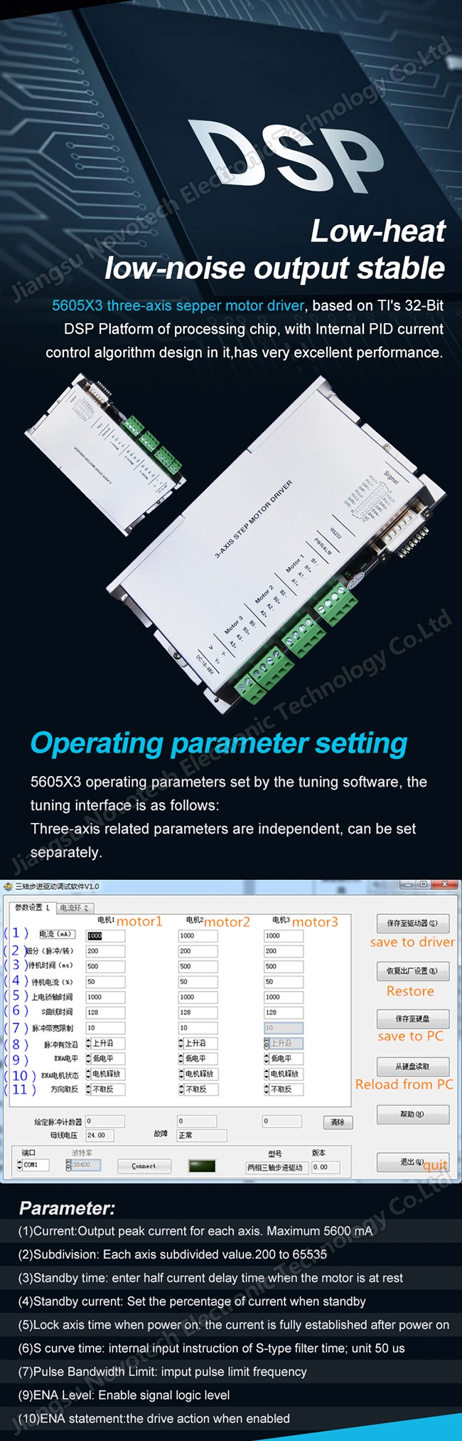 Stepper Motor Driver/Drive for Three Motors 3-Asix Step Motor Driver Independently Control Stepping Step Driver NEMA 23 Hybrid High Speed Current Convenient DC